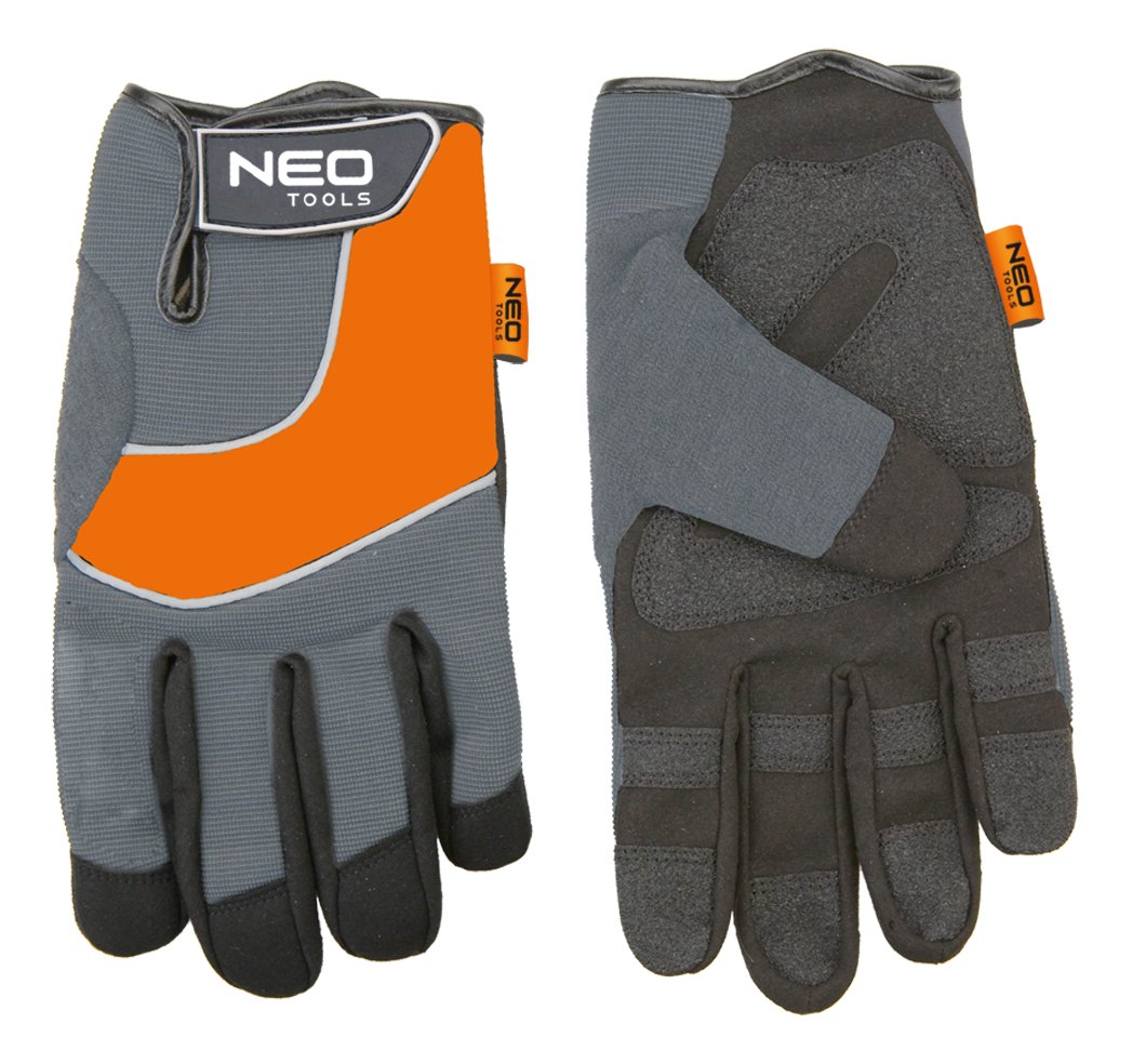 NEO TOOLS, Rękawice robocze, skóra syntetyczna, wstawki PCV, 10', 97-605