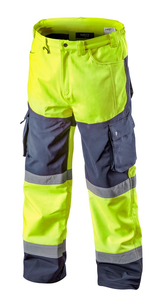 NEO TOOLS, Spodnie robocze ostrzegawcze softshell, żółte, rozmiar M, 81-750-M