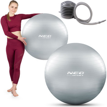 Neo-Sport Piłka do ćwiczeń fitness gimnastyczna 75 cm srebrna pompka w zestawie - Neo-Sport