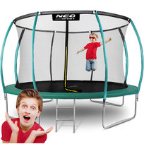 Neo-Sport, Trampolina ogrodowa z siatką wewnętrzną i drabinką, 12 ft/374 cm
