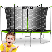 Neo-Sport, Trampolina ogrodowa z siatką wewnętrzną i drabinką, 12 ft/374cm