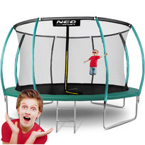 Neo-Sport, Trampolina ogrodowa z siatką wewnętrzną i drabinką, 14 ft/435 cm