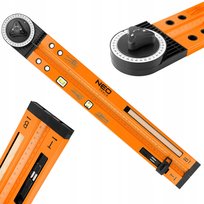 NEO TOOLS, Kątomierz nastawny z poziomicą 500 mm, 2 libelle, ołówek, 72-225