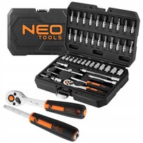 NEO TOOLS, Klucze nasadowe, 1/4”, CrV, zestaw 46 szt., 10-004 NEO TOOLS