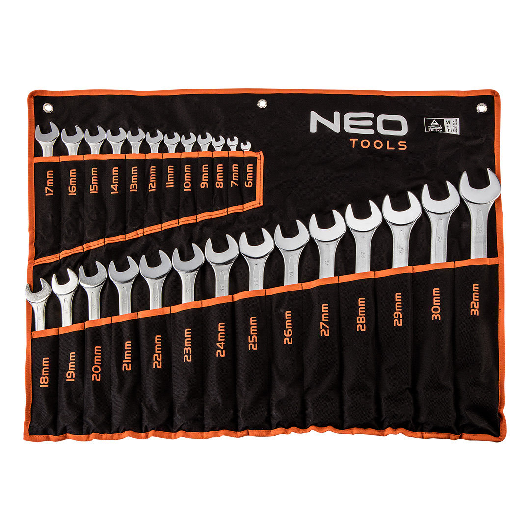 NEO TOOLS, Klucze płasko-oczkowe 6-32 mm, zestaw 26 szt., 09-754