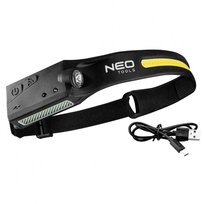 NEO TOOLS, Latarka czołowa akumulatorowa LED belt 2 w 1, 99-097