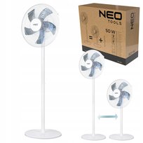NEO TOOLS, Wentylator podłogowy 50W, śr. 40 cm, 3 prędkości, oscylacja, biały, 90-015