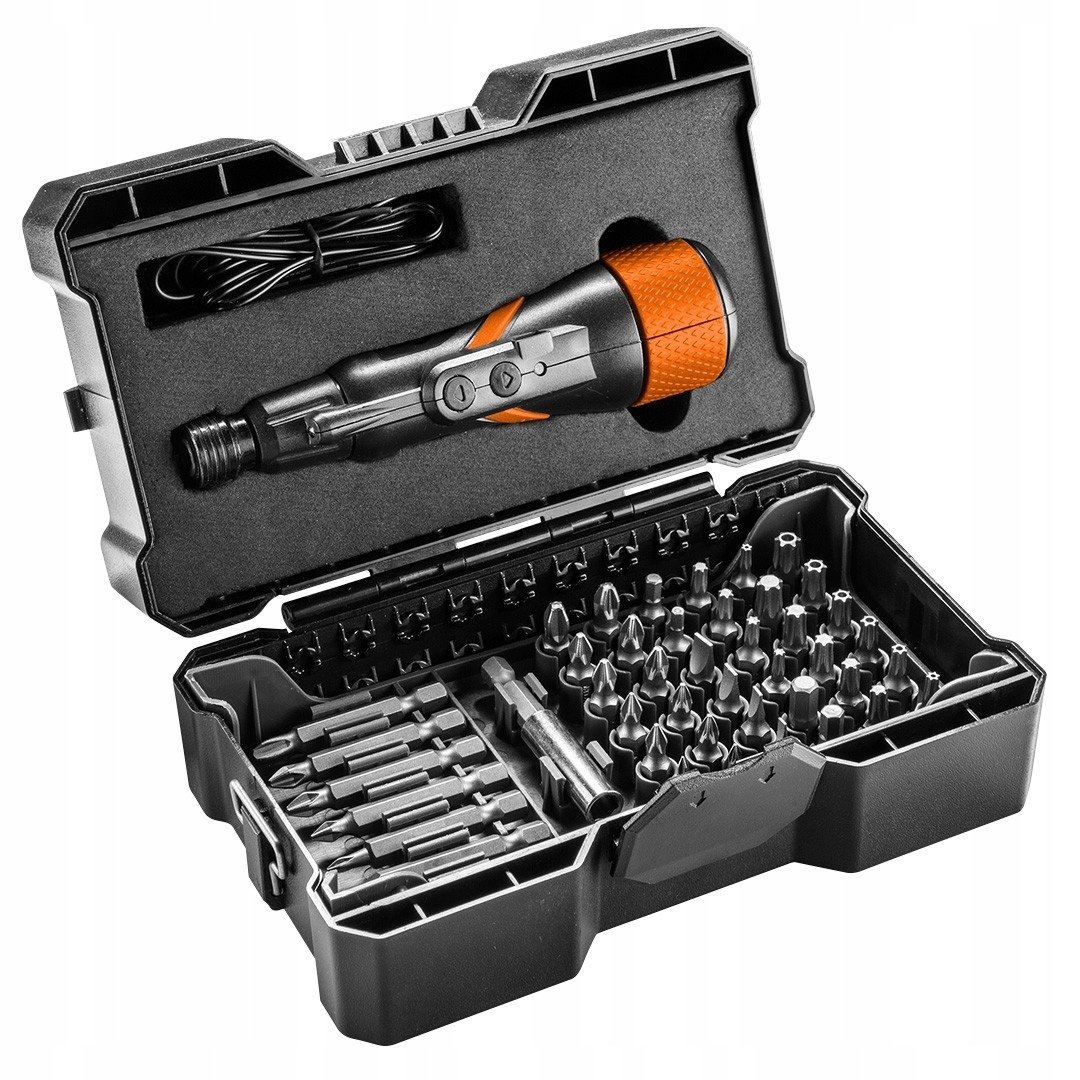 NEO TOOLS, Wkrętak akumulatorowy USB-C 3,6V, Li-Ion, plastikowe pudełko+akcesoria, 04-200