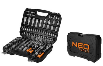 NEO TOOLS, Zestaw kluczy nasadowych 1/2", 1/4", 110 szt., satynowy, 10-211 - GTX Poland