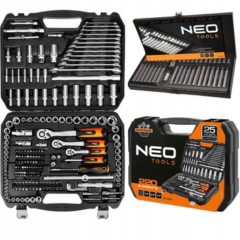 NEO Zestaw Kluczy Nasadowych 220 el + Zestaw Bitów 40 el. IMBUS TORX SPLINE - inna (Inny)
