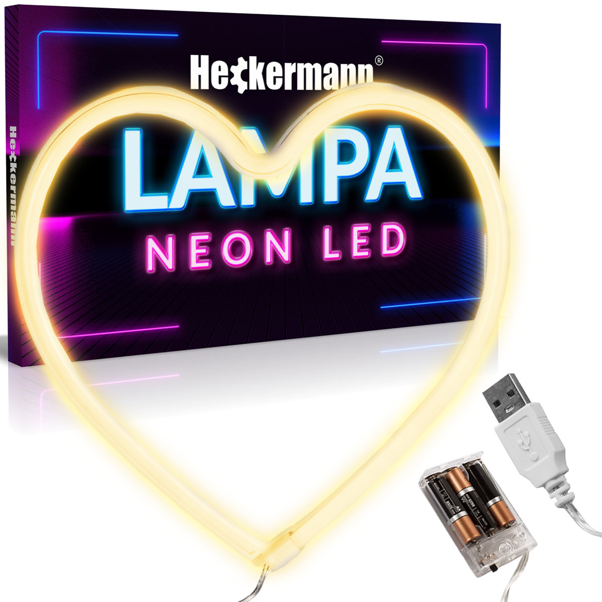 Фото - Люстра / світильник Heckermann Neon LED  wiszący SERCE 