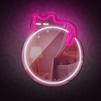 Neon MIRROR LED ŚPIĄCY KOT róż biały FMNE03 Forever Light