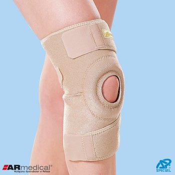 Neoprenowy stabilizator stawu kolanowego zapinany - rozmiar uniwersalny Beżowy Krótki - ARmedical