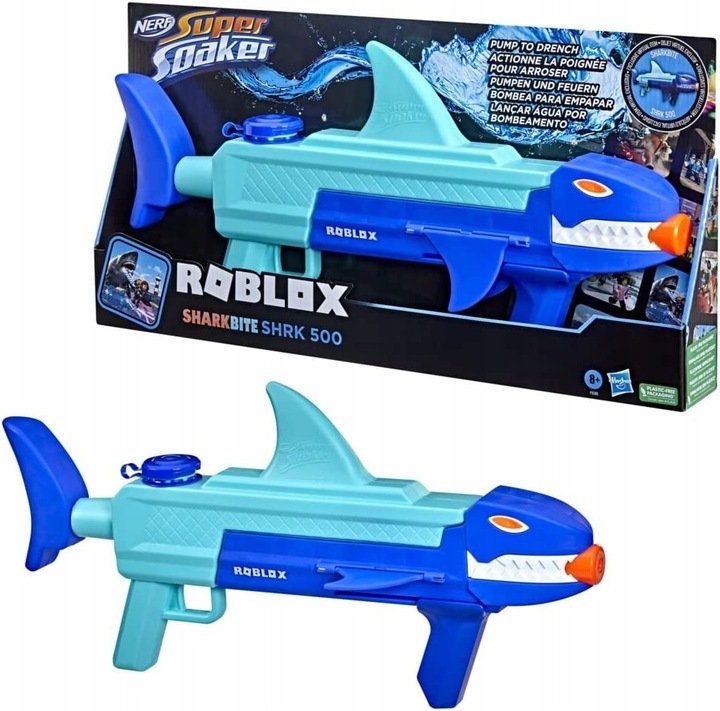 Фото - Іграшкова зброя Hasbro Nerf Roblox Shark Pistolet na Wodę z kodem do gry 
