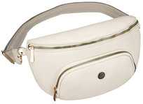 Nerka damska na ramię PETERSON skóra ekologiczna mała na ramię lub przez biodra crossbody kieszonki na drobiazgi telefon złote okucia odpinany szeroki pasek modna miejska ecru