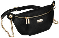 Nerka damska z ozdobnym łańcuszkiem PETERSON mała saszetka nerka listonoszka miejska skóra ekologiczna złote okucia modna czarna