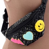 Nerka Saszetka Biodrowa Dla Dziewczynek Z Naszywkami Czarna