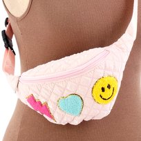 Nerka Saszetka Biodrowa Dla Dziewczynek Z Naszywkami Różowa