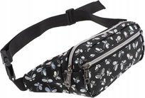 Nerka saszetka damska czarna biodrówka holo z motylkami modna