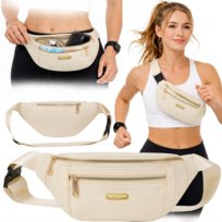 Nerka Saszetka Damska Sportowa Torebka Na Ramię Crossbody Biodrówka Kremowa Imiti