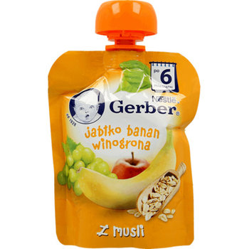 Nestle, Deserek w tubce, jabłko, banan, winogrona z musli, 6m+, 90 g - Nestle
