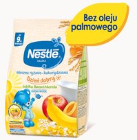 Nestle, Kaszka Dzień dobry mleczna ryżowo-kukurydziana jabłko banan morela dla niemowląt po 9 miesiącu, 230 g