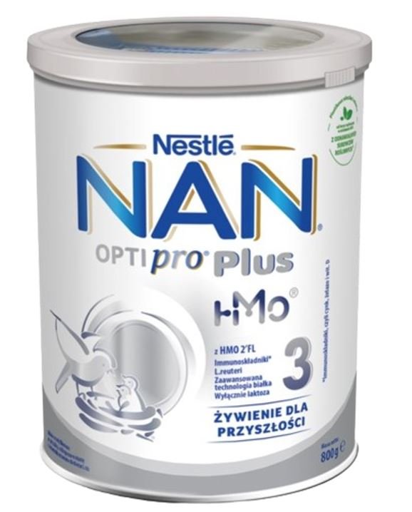 Nestle, Nan OptiPro Plus 3, HM-0, Mleko modyfikowane Junior dla dzieci po 1 roku, 800 g