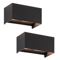 NETTLIFE 2 czarne kinkiety LED IP65, regulowane ciepłe białe światło G9, do salonu, ogrodu, tarasu