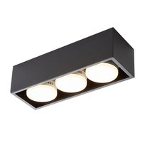 NETTLIFE 3 czarne kwadratowe reflektory LED montowane na powierzchni, ściemnialne, ciepłe białe, 3x5W, GX53 do kuchni, salonu, sypialni, korytarza