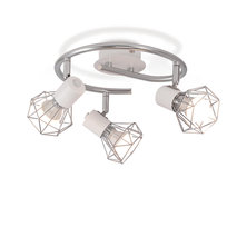 NETTLIFE 3 E14 Okrągłe przemysłowe retro obrotowe białe metalowe lampy punktowe sufitowe do salonu, gabinetu, korytarza, kuchni. Maksymalnie 25W żarówek.