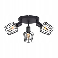 NETTLIFE 3 Reflektory Sufitowe E14 - okrągły metalowy, industrialna lampa do przedpokoju obrotowa 350°, kinkiet do przedpokoju i salonu, czarny