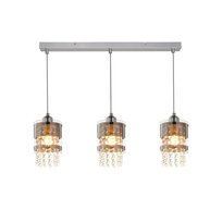 NETTLIFE 3 Żarówka zwis E27 Nowoczesny Średnica 60CM Wysokość regulowana Szkło i kryształowy dla salonu sypialni kuchni jadalni Maks. 25w