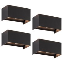 NETTLIFE 4 czarne zewnętrzne kinkiety LED, oświetlenie góra/dół, IP65, ciepłe białe światło G9