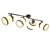 NETTLIFE 4-punktowa czarna lampa sufitowa – reflektor LED E14 z tkaniny w stylu vintage, obrotowy o 350°, do sypialni, salonu, kuchni,(bez żarówki)