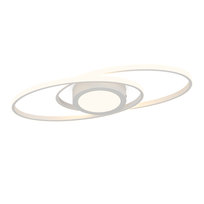 NETTLIFE 48W Owalna lampa sufitowa LED, ściemniana, biała z pilotem, 3000K - 6500K Nowoczesna do sypialni, pokoju dziecięcego, biura