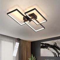 NETTLIFE 63W ściemnialna lampa sufitowa LED z pilotem w nowoczesnym czarnym metalowym designie do sypialni jadalni salonu biura