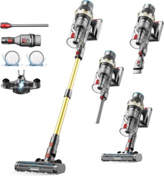 Nettlife Accu-stofzuiger, 45.000 Pa/550 W/60 min looptijd, draadloze stofzuiger met zelfstaande functie, LED-touchscreen, ideaal voor harde vloeren - Other