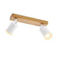 NETTLIFE Biały reflektor sufitowy GU10 vintage drewniany reflektor ścienny obrotowy bez żarówki regulowany 350° przemysłowy