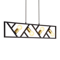 NETTLIFE Czarna i złota vintage'owa lampa wisząca 4 płomienie E27 Metalowy Średnica 100CM Retro lampa jadalniana do salonu i kuchni