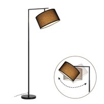 NETTLIFE Czarna lampa podłogowa do salonu: nowoczesna designerska tkanina, gniazdo E27 o mocy max 40W z włącznikiem nożnym, lampka nocna 166cm bez żarówki.