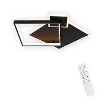 NETTLIFE Czarna lampa sufitowa LED ściemnialna 50W Nowoczesna lampa do salonu z pilotem Metal do jadalni, kuchni, sypialni