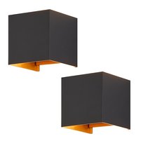 NETTLIFE Czarny kinkiet LED, 2 sztuki - Kinkiet zewnętrzny/wewnętrzny 5W, podwójna regulacja wiązki, wodoodporny IP65 230V 3000K