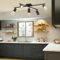 NETTLIFE Czarny reflektor sufitowy, 5-punktowa lampa sufitowa GU10, nowoczesna lampa do salonu, kuchni, sypialni