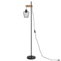 NETTLIFE Drewniana lampa podłogowa Lampa podłogowa w stylu vintage: Czarna lampa do salonu Lampa podłogowa z gniazdem E27 146 cm (bez żarówki)