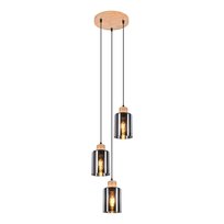 NETTLIFE Drewniana lampa wisząca, lampa wisząca E27, lampa stołowa ze szkła vintage