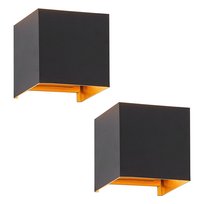 NETTLIFE Kinkiet LED 3W, 2 sztuki - Kinkiet zewnętrzny/wewnętrzny G9 Czarno-złoty, wodoodporny, podwójnie regulowany, IP65 230V 3000K