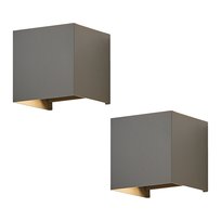 NETTLIFE Kinkiet LED 5W, 2 sztuki - szary kinkiet zewnętrzny/wewnętrzny, regulowana podwójna wiązka wodoodporna IP65 230V 3000K