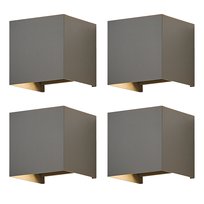 NETTLIFE Kinkiet LED 5W, 4 sztuki - Szary kinkiet zewnętrzny/wewnętrzny, regulowany podwójny strumień wodoodporny IP65 230V 3000K