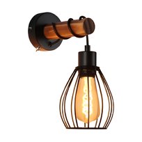 NETTLIFE Kinkiet z przełącznikiem Vintage Kinkiet: Czarny Drewniany Kinkiet E27 Industrial