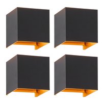 NETTLIFE kinkiety LED zewnętrzne/wewnętrzne, czarne góra dół, IP65, do domu, klatki schodowej